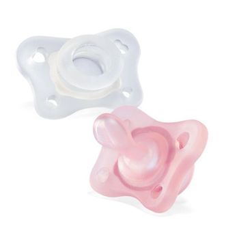 Chicco chupete minisoft 0-2m blanco/ rosa 2 unds