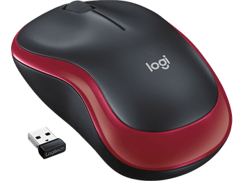 Ratón inalámbrico - Logitech M185, Nano receptor, 1000 ppp, Ambidiestro, 2.4GHz, 12 meses de pila, Windows-Mac, Negro y Rojo