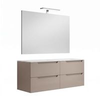 language kibath mueble de bano con lavabo espejo y aplique led victoria 120x45 cm acabado moka mate 2 cajones suspendido