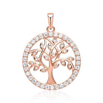 Colgante árbol de circonitas chapado en oro rosa