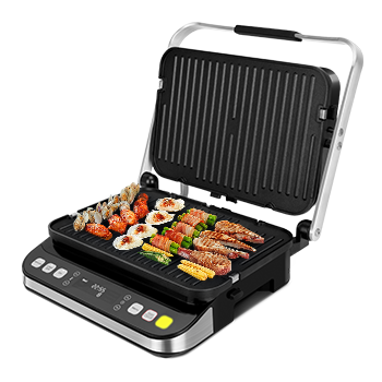 Taylor Swoden Aroma - Parrilla Electrica 2 en 1, 2000W, Grill, Sandwichera Plancha,  Prensa Panini, Ajuste Preciso de la Temperatura, Cocción con apertura de 180º, Función Descongelar y Antiadherente
