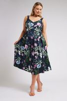 yours london vestido azul oscuro con flores de tirantes gruesos mujer curvy y tallas grandes yours london