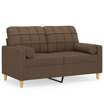 Sofá De 2 Plazas Con Cojines Tela Marrón 120 Cm Vidaxl