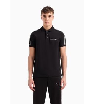 A|X Armani Exchange para hombre. 8NZFSGZJ81Z1200 Polo liso negro (XL), Casual, Algodón, Manga corta