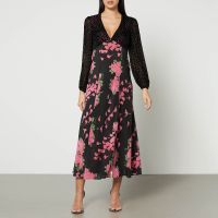 rixo melanie devore-velvet and silk-satin maxi dress - uk 8