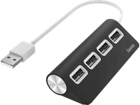 hub - hama 00200119 usb 20 para portatiles plug  play 4x puertos usb negro