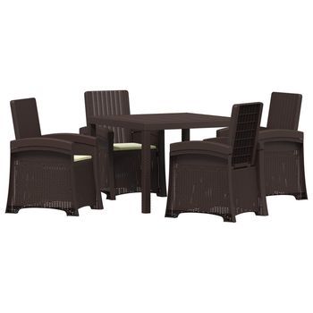 Conjunto De Comedor De Jardín 5 Uds. Marrón Y Crema Pp Vidaxl