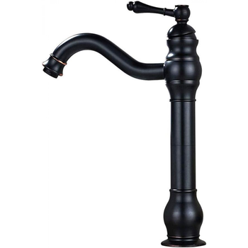 Grifo Mezclador Retro Para Baño, Giratorio 360°, Altura 30 Cm, Color Negro.