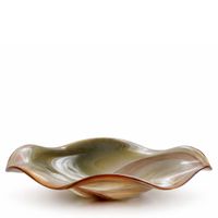 copa decorativa de vidrio soplado en verde amarillo y marron d41