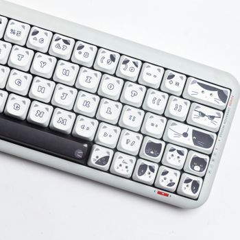 Teclas PBT para teclado mecánico Cherry Mx Switch, accesorio con diseño de gato MAO, color blanco y negro, 7u, Alice Space