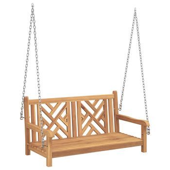 Banca Columpio De Jardín 114 X 60 X 64 Cm Madera De Teca Maciza Vidaxl