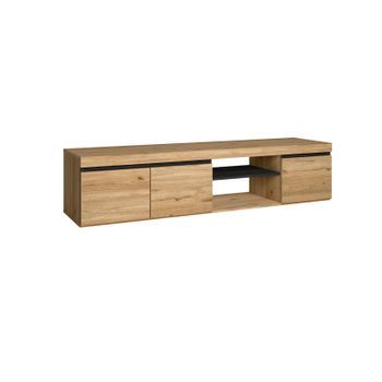 Mueble De Tv Mod Naturale ''roble/negro'', 2 Puertas Y 2 Compartimentos, Salón, 160x40x41cm