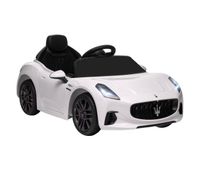 aiyaplay coche electrico para ninos de 3 anos maserati gran turismo folgore 2 motores potentes coche electrico con bateria 12v mando a distancia 24g ruedas auxiliares faros bocina y mp3 blanco