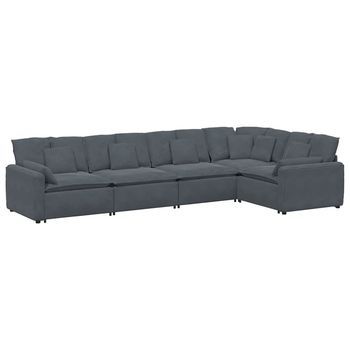 Sofá Modular Con Cojines  Terciopelo Gris Oscuro Vidaxl