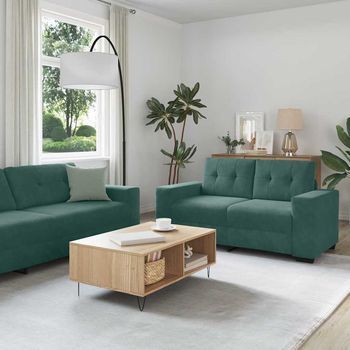 Vidaxl Juego De Sofá 3 Uds. Verde Oscuro Terciopelo