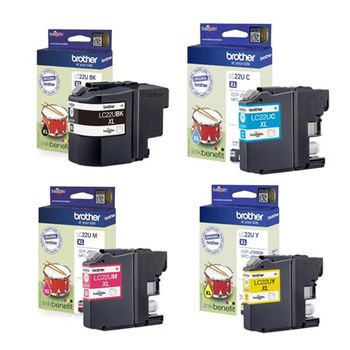Original Multipack Brother MFC-J985DWXL Printer Ink Cartridges (4 Pack) -LC22UBK