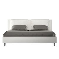 cama con somier acolchada 180x190 cuero sintetico blanco antea