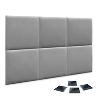 dhome juego de 6 paneles tapizados de terciopelo premium pack autoadhesivos para pared acusticos absorbentes proteccion gris claro 60x60cmx6