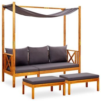 Banco De Jardín Con Toldo Y Reposapiés Madera De Acacia Maciza Vidaxl