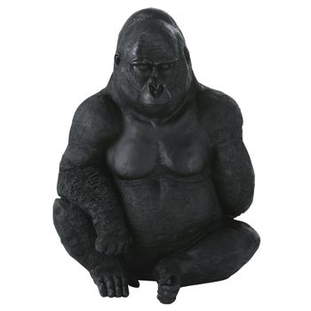 Escultura de exterior de gorila sentado negra mate Alt. 83