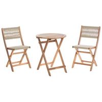 conjunto de balcon bistro muebles de jardin plegable de madera de acacia beige prossedi