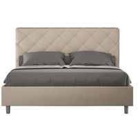 cama italiana para adultos acolchada en piel sintetica paryse-color beige claro-ropa de cama 160x200 cm
