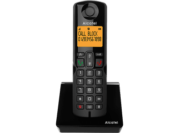Teléfono - Alcatel S280 Single, Inalámbrico, Bloqueo de llamadas, Agenda para 50 contactos, Manos libres, Negro