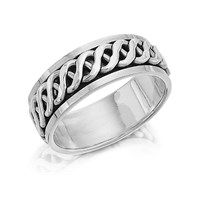 Silver Celtic Revolving Band Ring - F4833-V