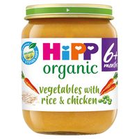 hipp organic vegetables with rice  chicken jar 6 months