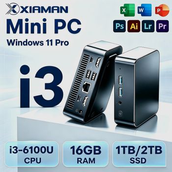 Mini PC Xiaman NUEVO con Intel Windows 11, Mini PC I3 Intel Core I3 6100U, Mini Computadora con 16GB de RAM, 512GB/1TB SSD, Pantalla Triple, Wifi 6, BT5.2, Mini Host