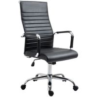 vinsetto silla de escritorio negra ergonomica giratoria 360 grados basculante con altura ajustable y ruedas reposabrazos piel sintetica   aosom espana