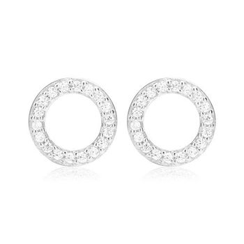 Pendientes de plata 925 círculo con circonita blanca