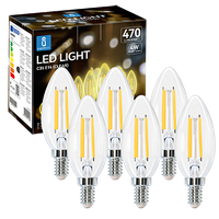 aigostar bombilla led e14 vela edison 4w equivalente a 40w luz calida 2700k 470 lumenes bombilla led vintage decorativa c35 de filamento no regulable cristal transparente pack 6