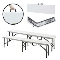 juego de 2 bancos plegables ljusnarsberg de 4 plazas 180x25x43cm - blanco encasa