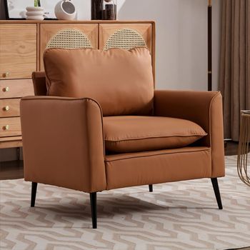 Sillón Monoplaza - Mueble Para Salón - Piel Sintética - Marrón (80x68x80cm)