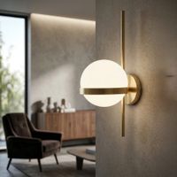 aplique de metal dorado con esfera de cristal blanco cm 15x20x40