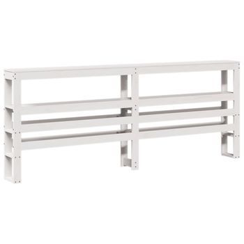 Cabecero，cabecero Cama，panel De Cabecera Con Estantes Madera Maciza Pino Blanco 200 Cm