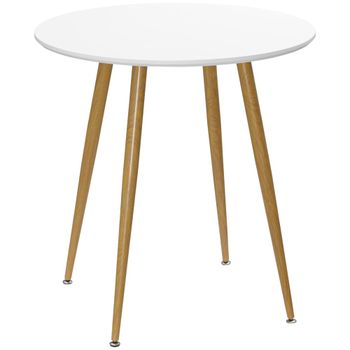 Mesa de comedor 72x72x75 cm blanco y natural