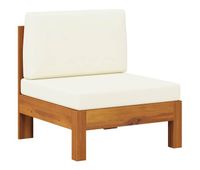 vidaxl sofa central con cojines blanco crema madera de acacia