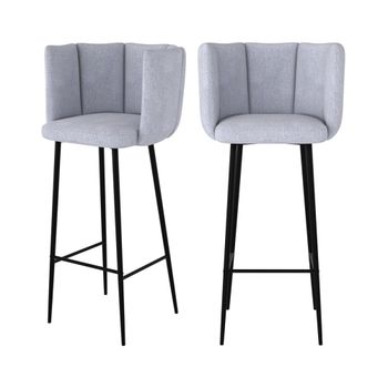 Set de 2 sillas de bar de terciopelo gris claro 75 cm