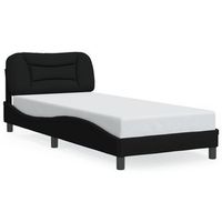 cama para adulto  cama individual  estructura de cama con luces led tela negro 80x200 cm