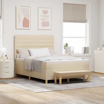 Vidaxl Cama Tipo Box Spring Con Cabecera Crema 200 X 140 Cm Tela