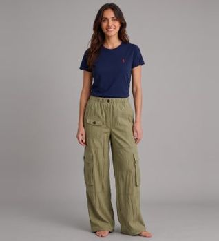 Barbour para mujer. LTR0415 Pantalón de lino Rowane verde (L), Casual
