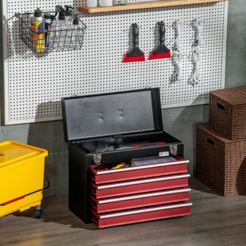 Caja De Herramientas De Acero Durhand 51x22x39,5 Cm-negro Y Rojo