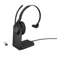 auriculares jabra evolve2 55 inalambricos bluetooth con cancelacion activa de ruido microfono boom y base de carga oficina negro