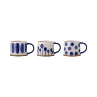 tazas de gres azul  lote de 3 