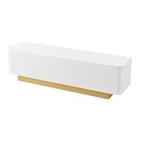 mueble de tv blanco de 170 cm con almacenaje tres puertas y esquinas redondeadas