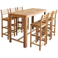 set mesa de bar y sillas 7 piezas de madera de acacia maciza vidaxl