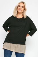 yours top negro bajo efecto doble capa  mujer curvy y tallas grandes yours