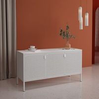 mueble tv castelli con 3 puertas acero 114x40x60cm - blanco encasa